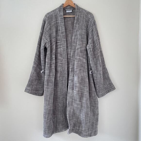 PARACHUTE Gray Waffle Cotton Housecoat Bath Robe Size Large Minimal Woven Spa - Picture 1 of 8